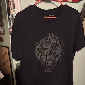 Banana Republic Black Tee with Floral Globe Design